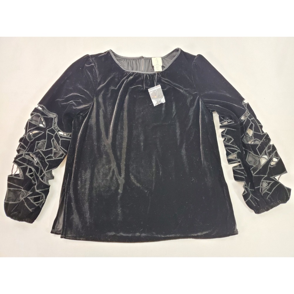 JOIE women blouse top black polyester spandex sz S $198